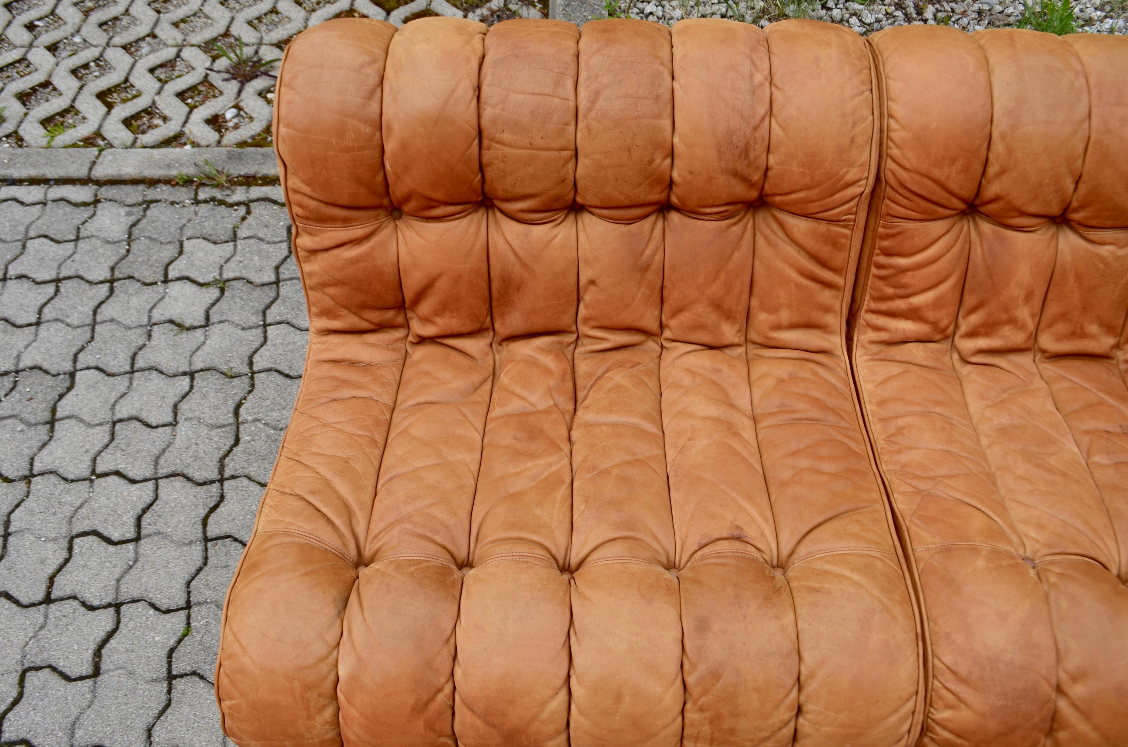 Germany Vintage Modular WK Lounge Cognac Leather Sofa, 1960s 3