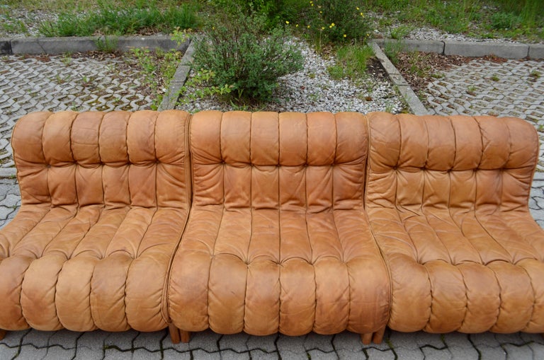 Germany Vintage Modular WK Lounge Cognac Leather Sofa, 1960s For Sale 4