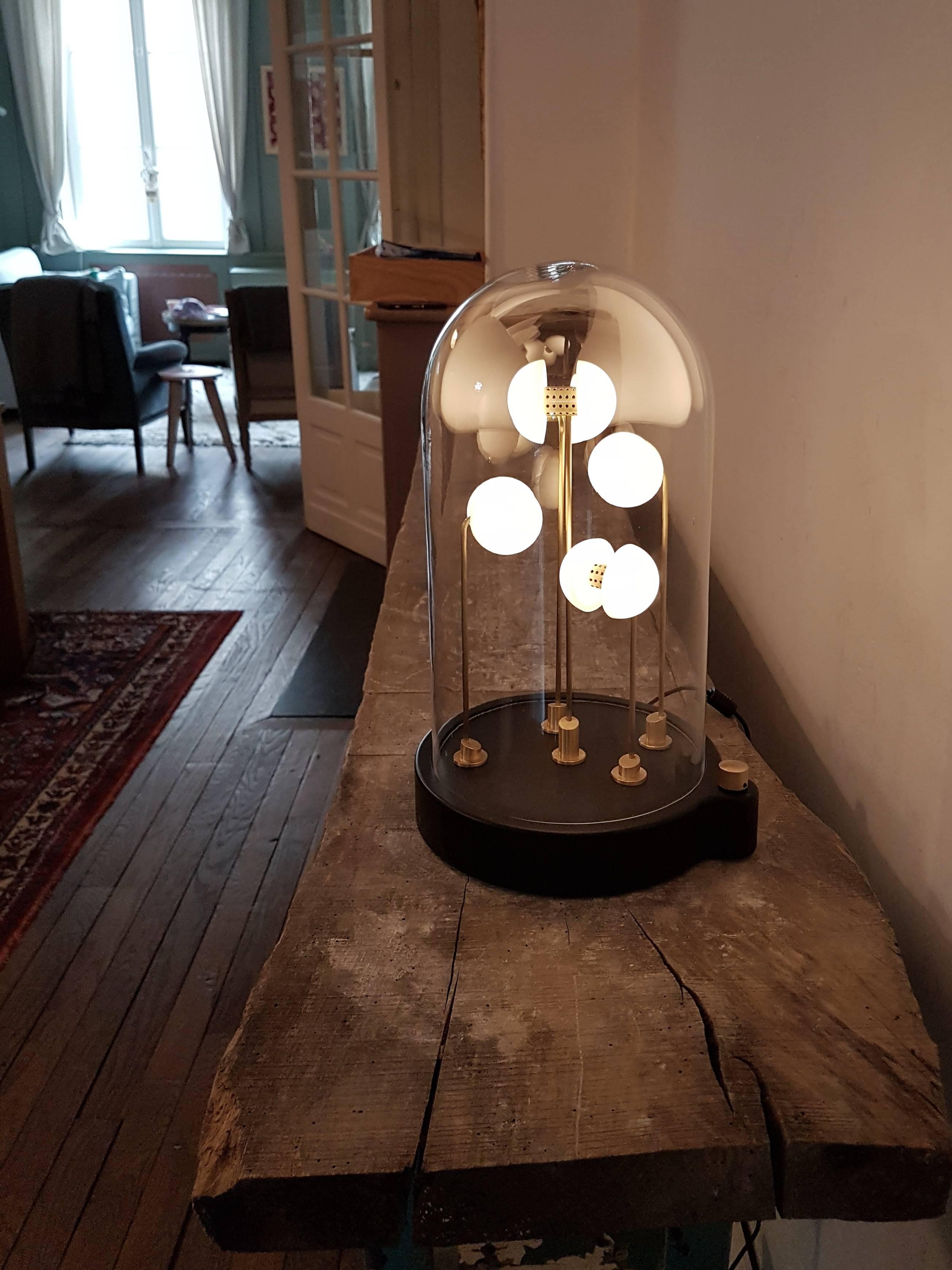 Contemporary Germes de Lux, Medium, Cooper and Brass, Table Lamp by Thierry Toutin For Sale