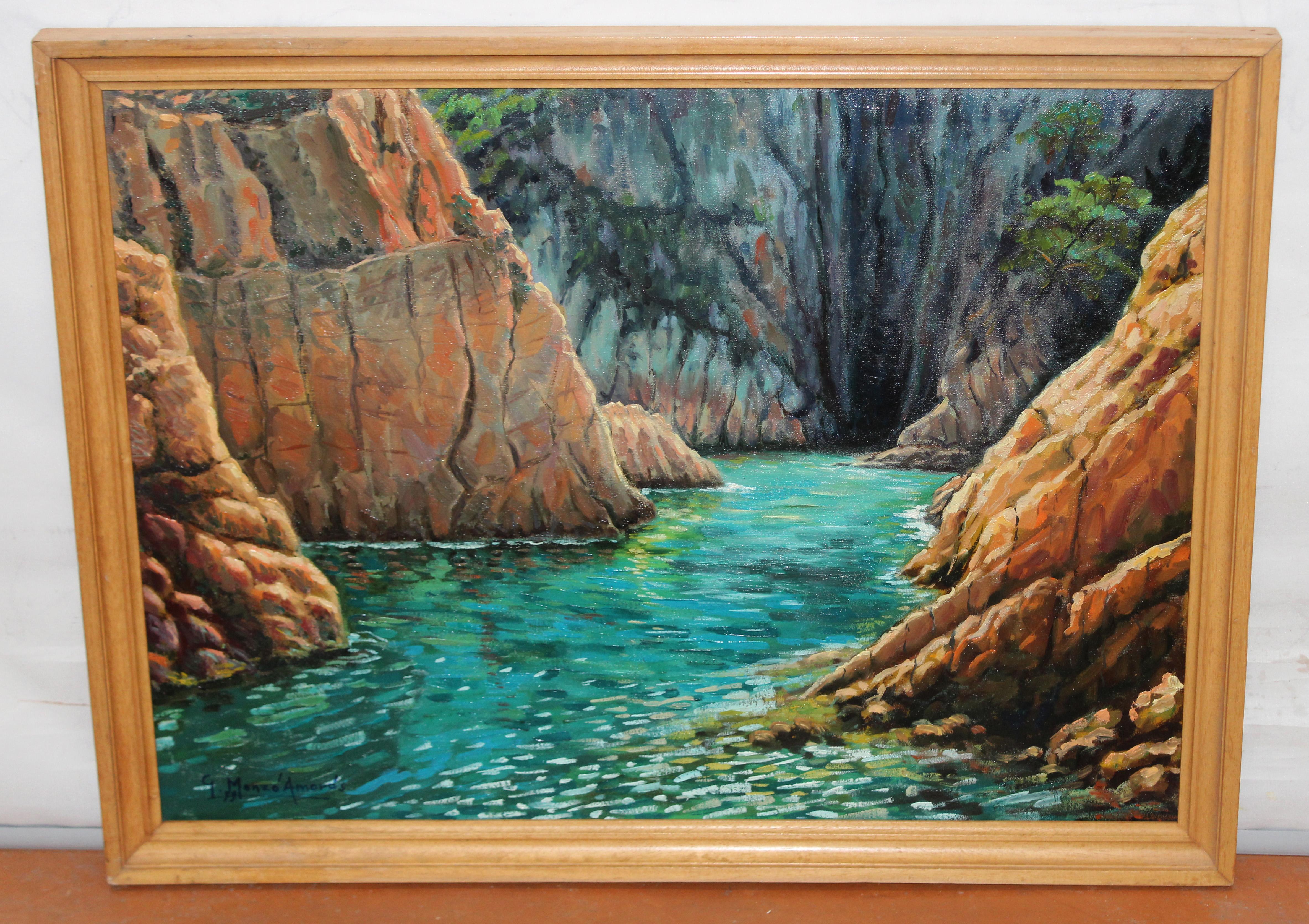 Cala cap de mort (San Feliu de Guíxols) - Óleo sobre tela - Año 1979 - Painting by Germán Monzó Amorós