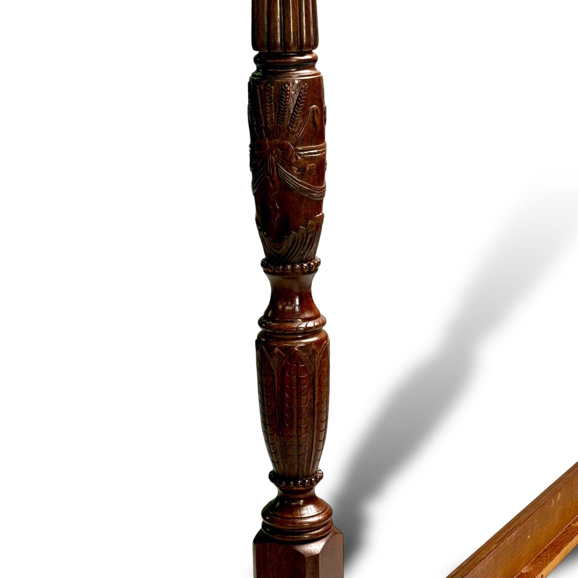 Gerogian, Four Poster Bed, Queen or Full, Carved Mahogany, United States, 1930s 2