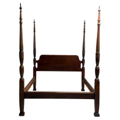 Gerogian, Four Poster Bed, Queen or Full, Carved Mahogany, United States, 1930s