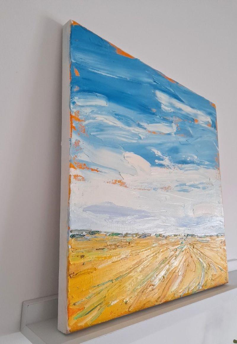 Golden Fields, original abstract painting, landscape painting, affordable art For Sale 1