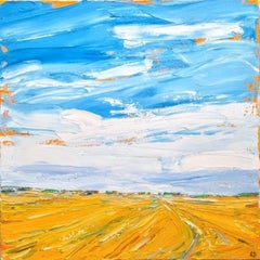 Golden Fields, original abstract painting, landscape painting, affordable art
