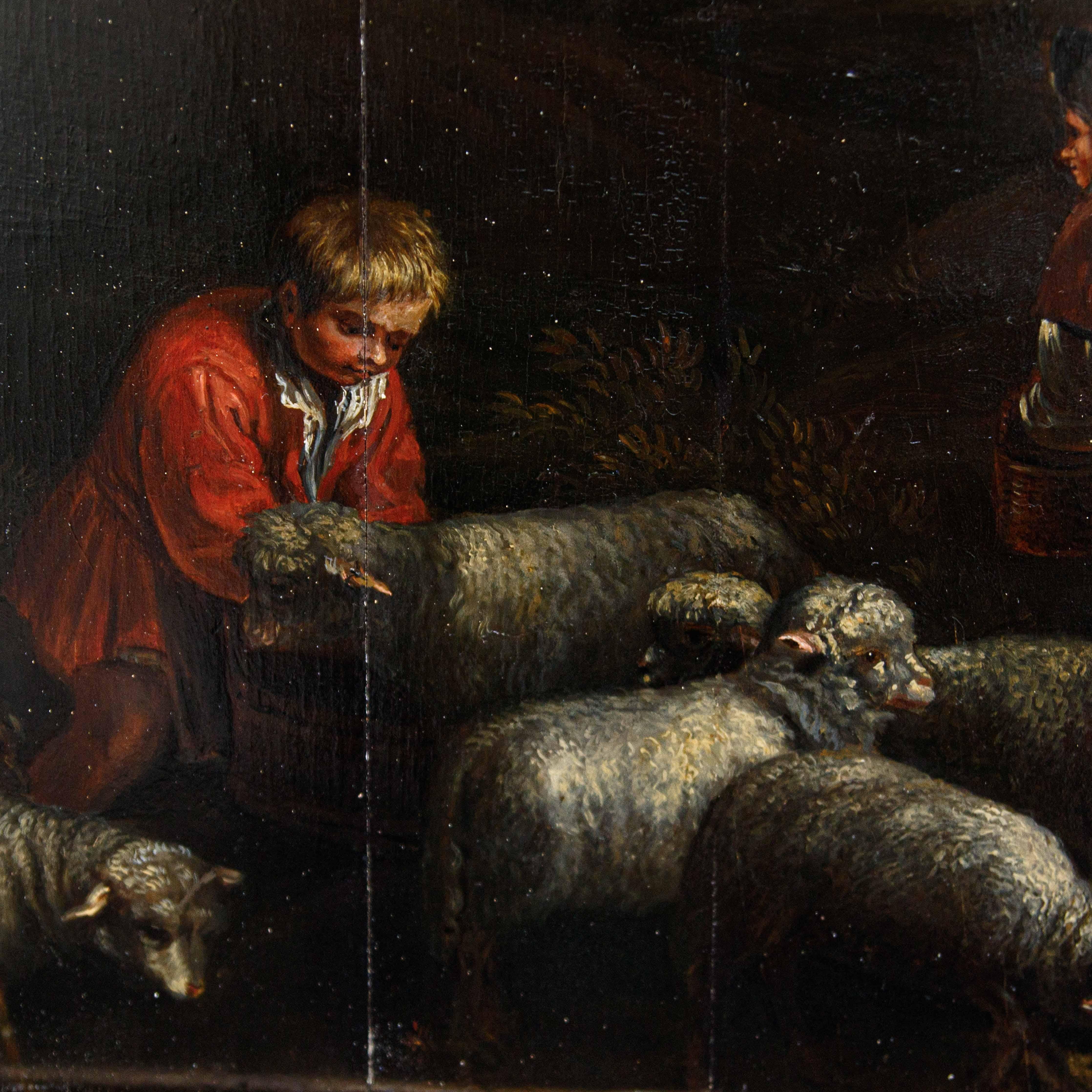 Panel depicting pastoral scene attributed to Gerolamo da Ponte ( Bassano) - Black Figurative Painting by Gerolamo Bassano