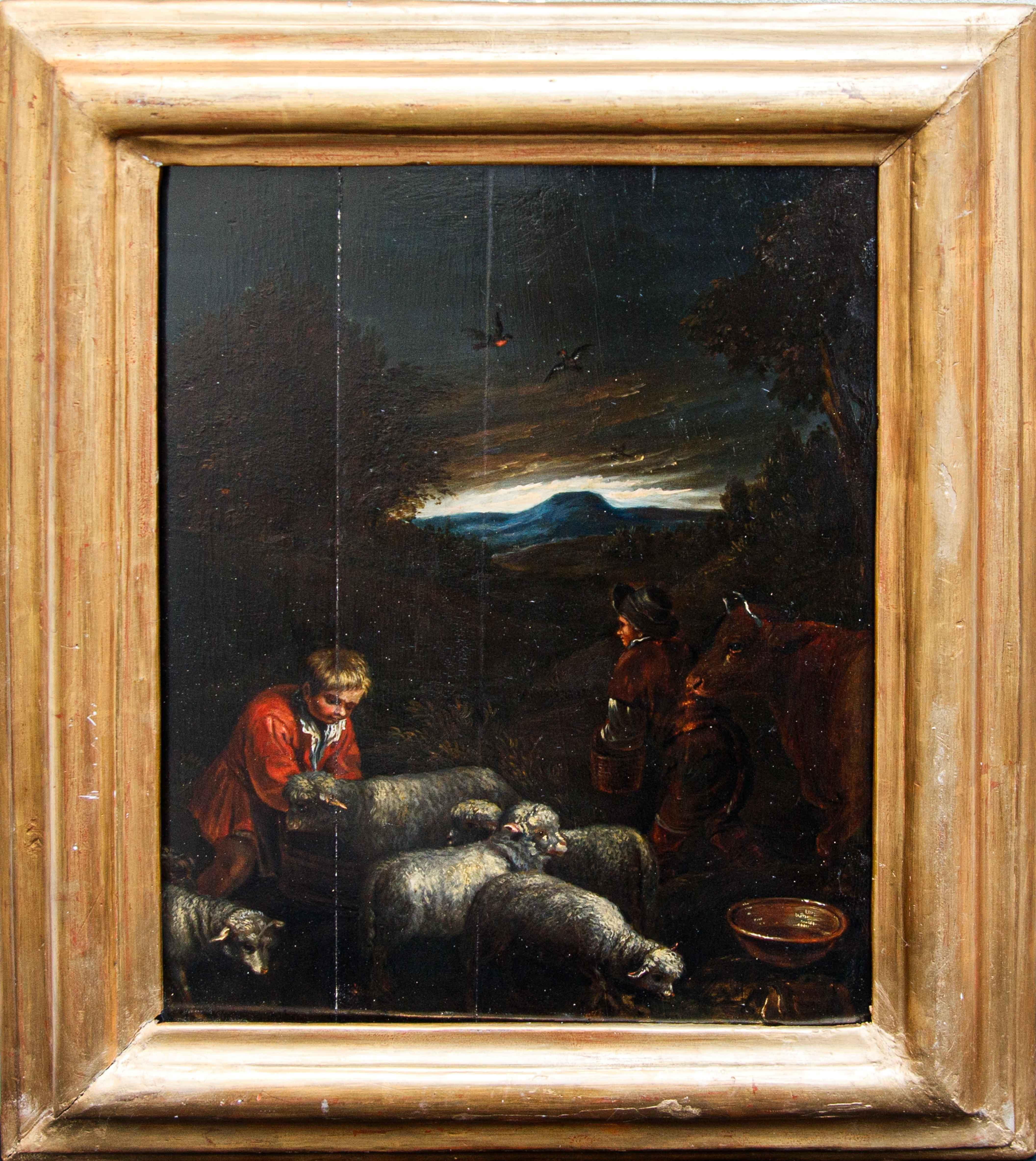 Panel depicting pastoral scene attributed to Gerolamo da Ponte ( Bassano)