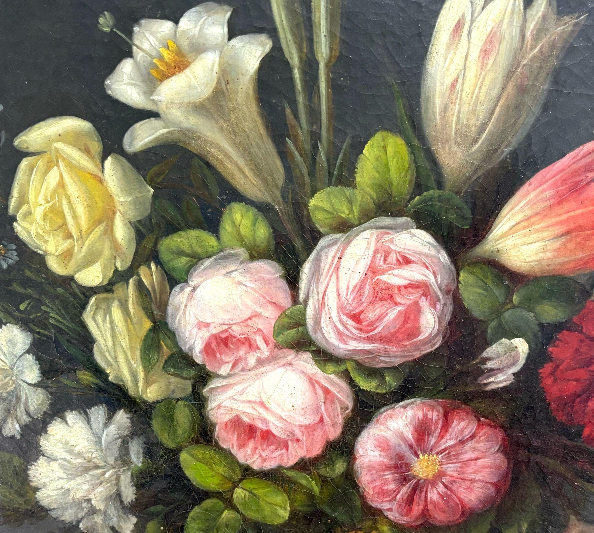 Gran Jarrón con Flores - óleo lienzo - Siglo XIX For Sale 1