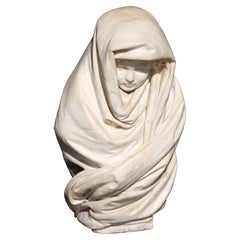 Gerolamo OLDOFREDI (acte.1864-1883) Buste en marbre italien d'une jeune fille