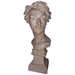 Gerome J.L. 1880 French Terracotta Self-Portrait Bust Signed on the Side