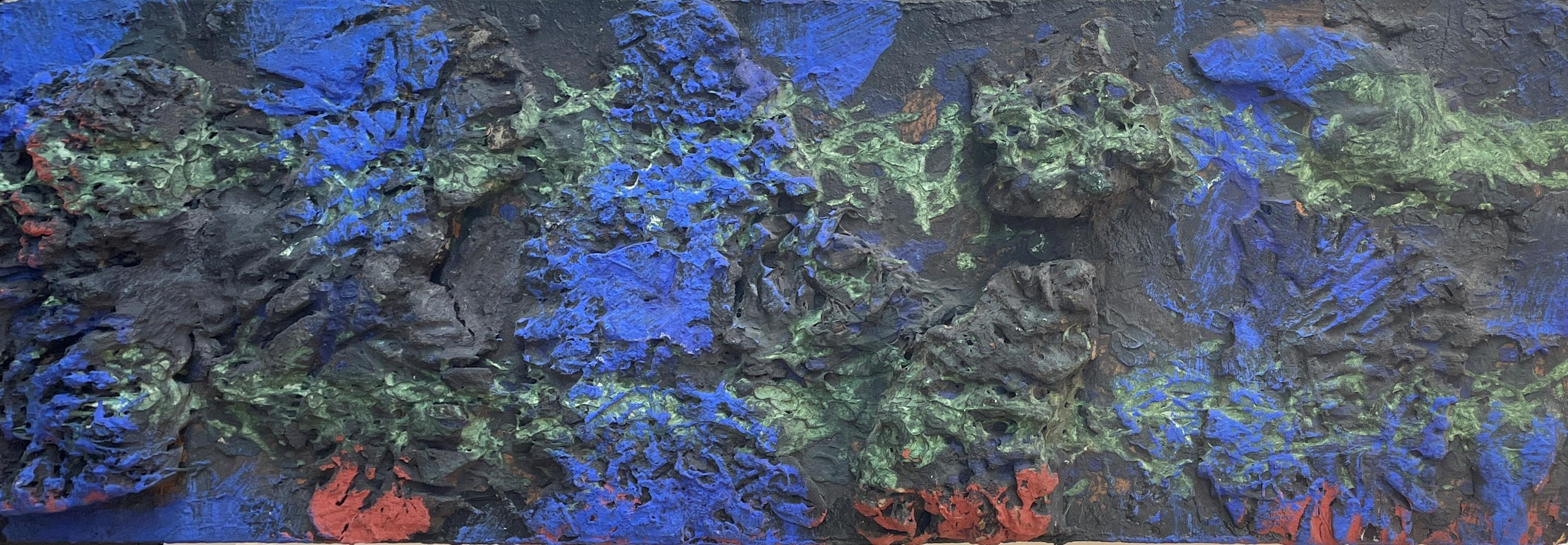 Gerome Kamrowski
Blue Fossil, 1960
Acrylic and styrofoam on board
17 x 46 inches

Gerome Kamrowski was born in Warren, Minnesota, on January 19, 1914. In 1932 he enrolled in the Saint Paul School of Art (now Minnesota Museum of American Art - MMAA),