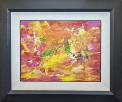 "Glow, " Gerome Kamrowski, Abstract Surrealism, Bright Pink and Yellow