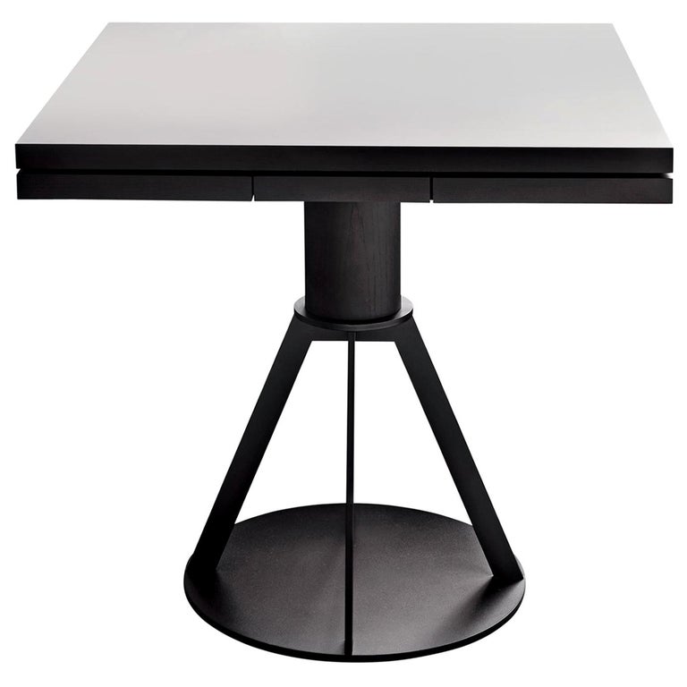 Geronimo Small Extendible Grey Fenix Top Table with Black Ash by Paolo ...