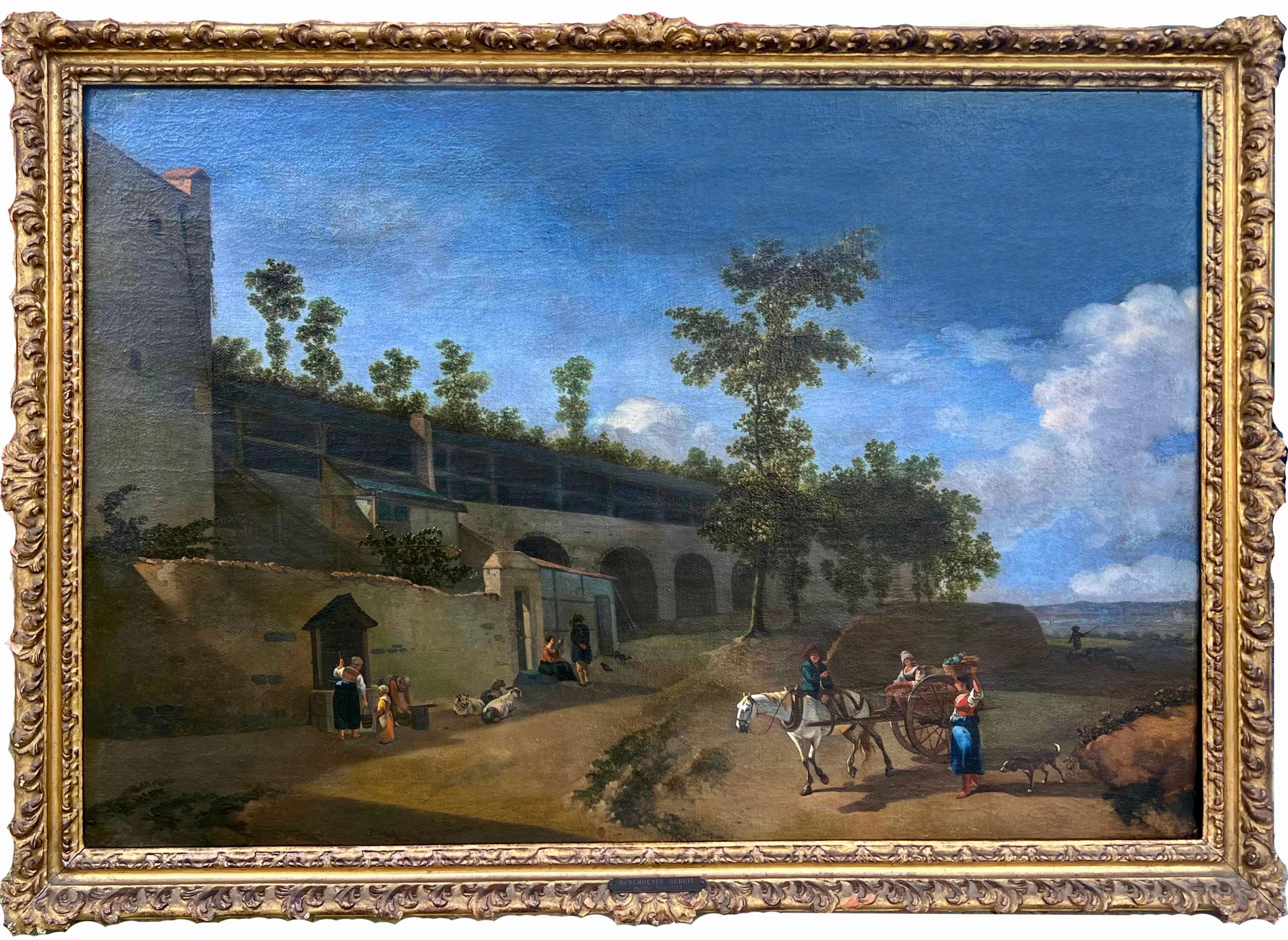 Gerrit Berckheyde Figurative Painting - 17th century Dutch Old Master - Summertime landscape of Kleve in 1661