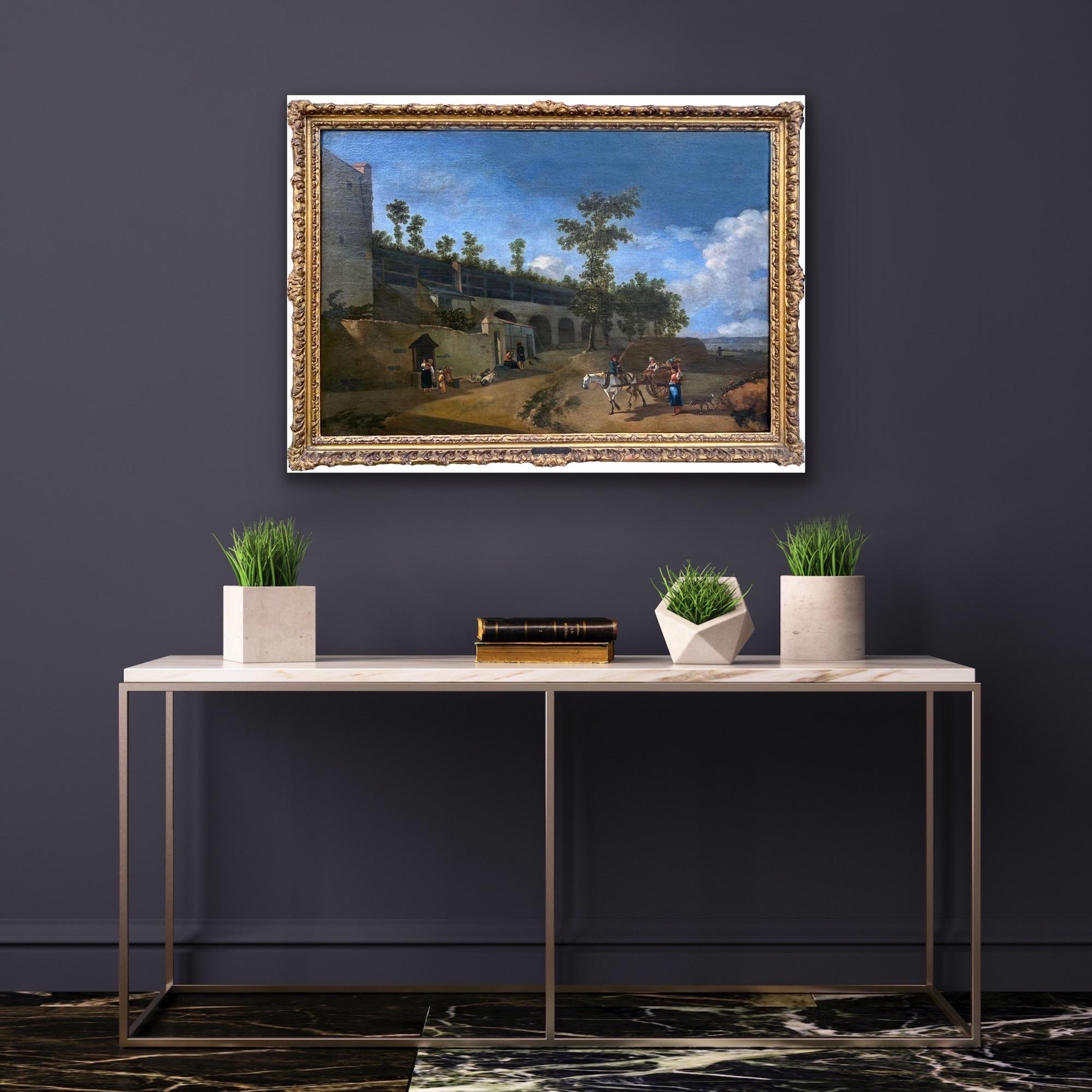 Antico Maestro olandese del XVII secolo - Paesaggio estivo di Kleve del 1661 - Painting Antichi maestri di Gerrit Berckheyde