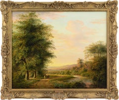 Early 19th-Century Dutch Oil Painting, Landscape With Father
Son