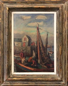 Fisherman at the Docks - Gerrit Hondius (Dutch 1891-1970) - Signed lower left