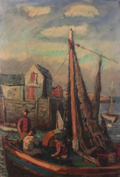Fisherman at the Docks - Gerrit Hondius (Dutch 1891-1970) - Signed lower left
