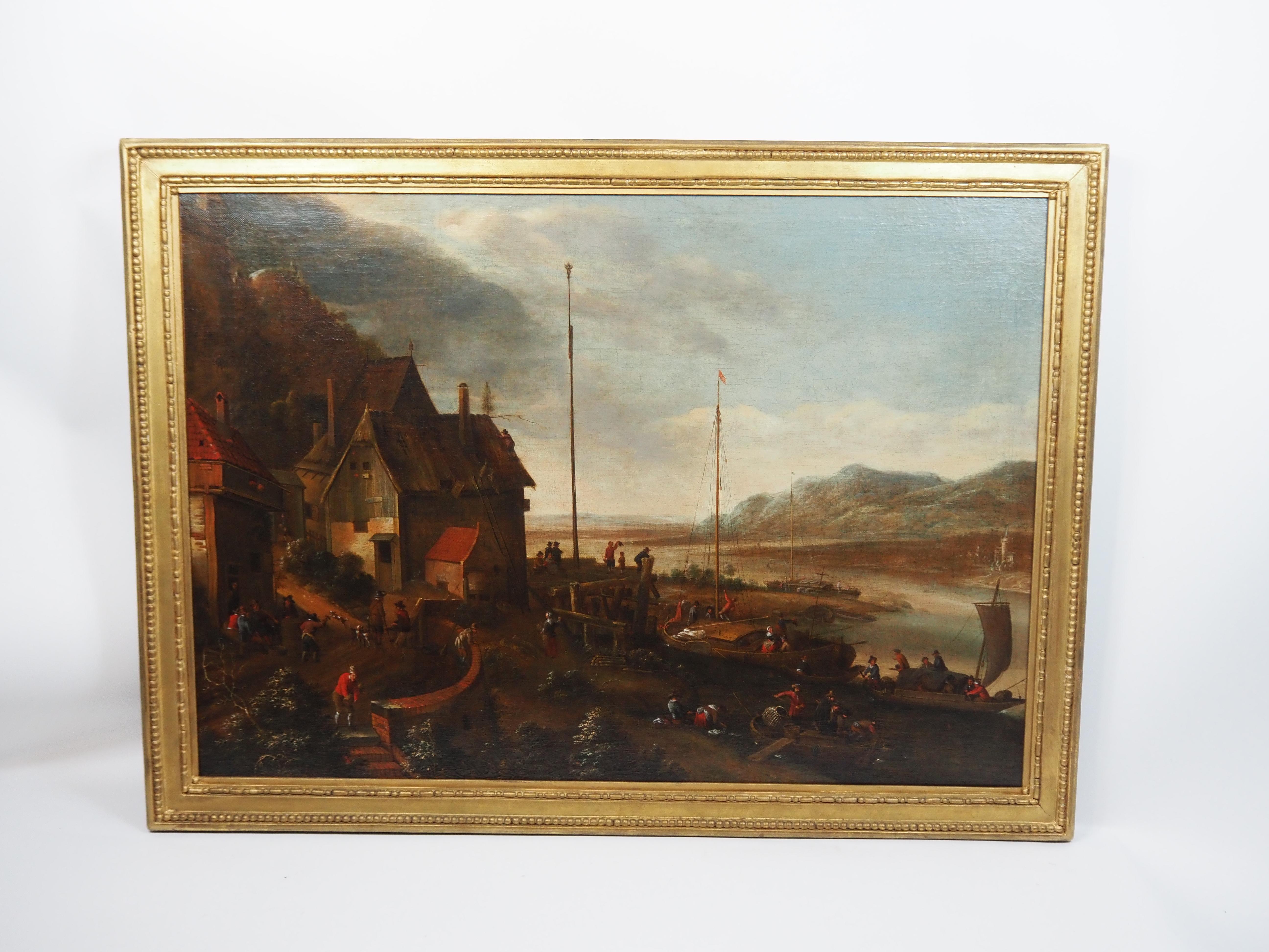 Reich verzierte Flusslandschaft, spätes 17. Jahrhundert, niederländisches goldenes Zeitalter im Angebot 10