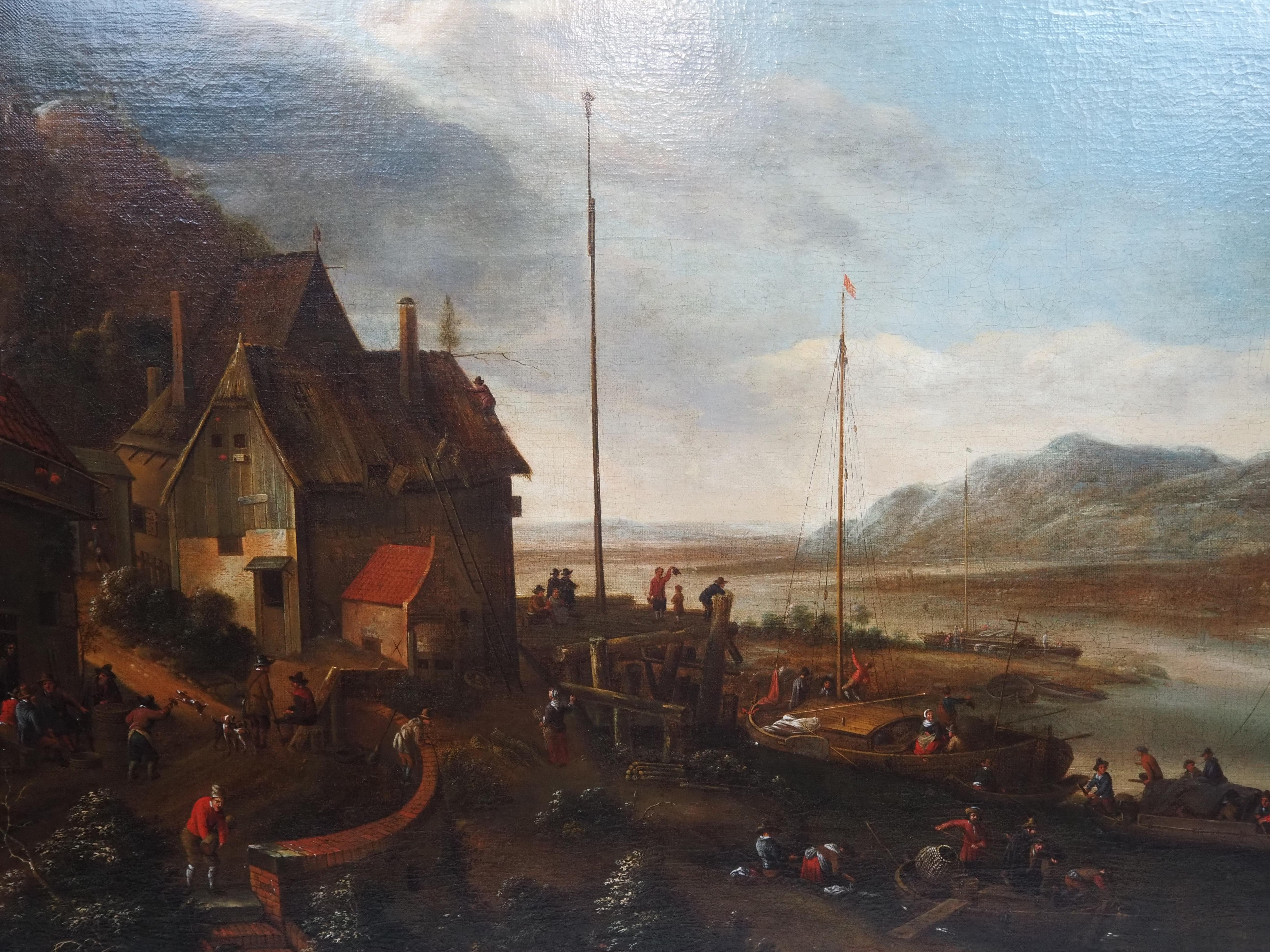 Paisaje fluvial ricamente adornado, finales del siglo XVII, edad de oro holandesa