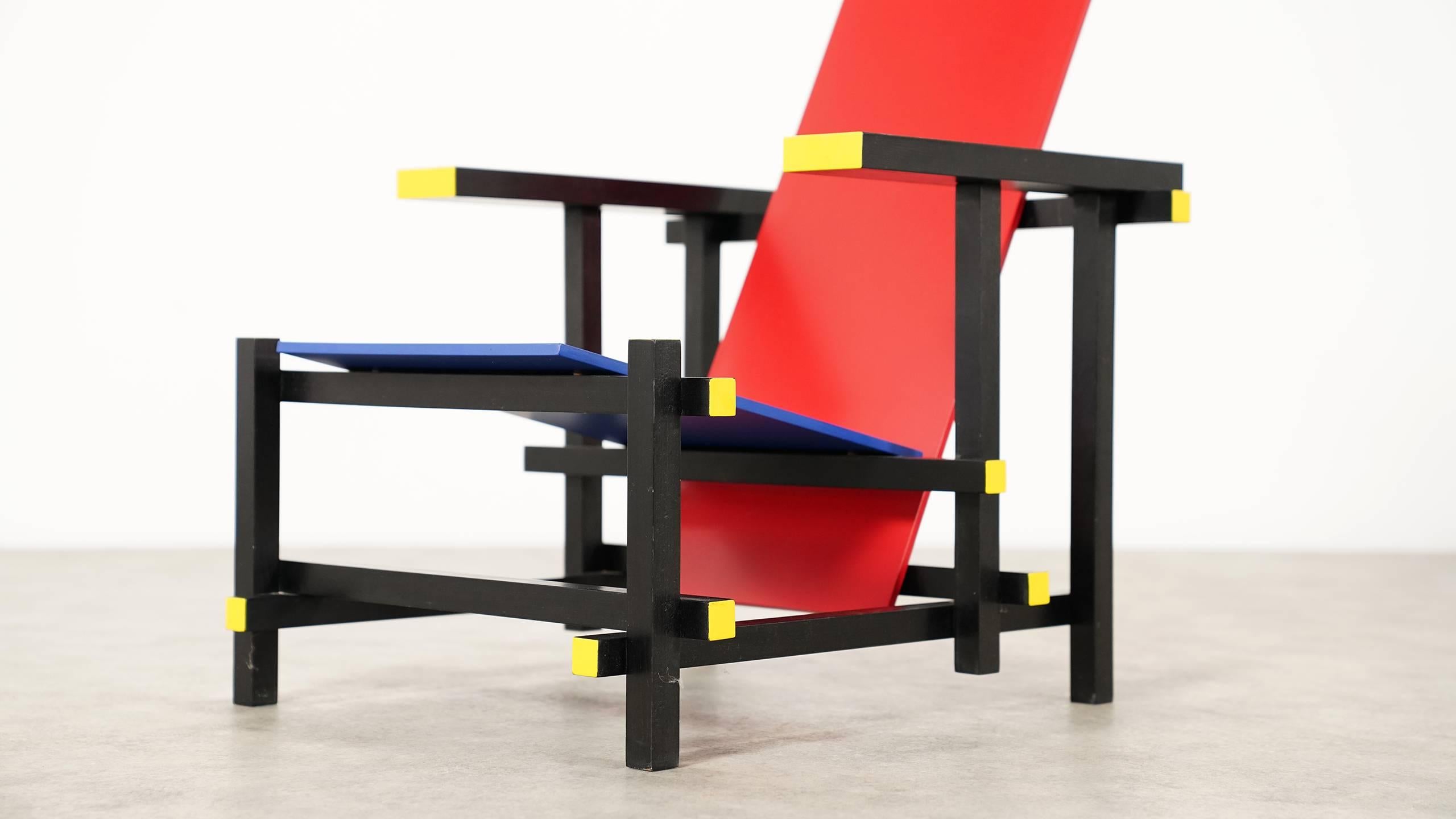 Gerrit Rietveld, Red Blue Chair, True-to-Scale Replica, 1970 1