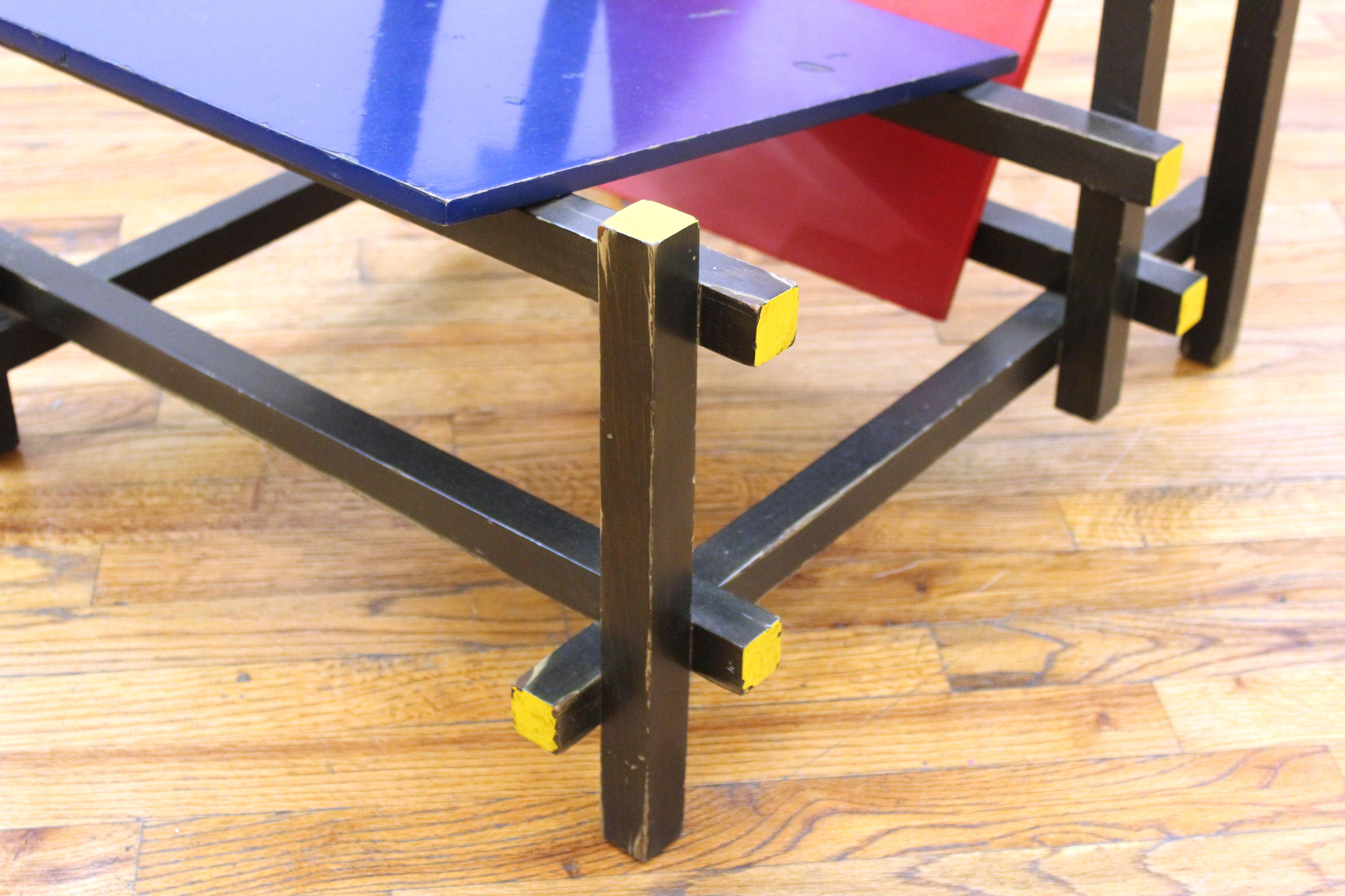 Wood Gerrit Rietveld Bauhaus Red Blue Chair by Cassina