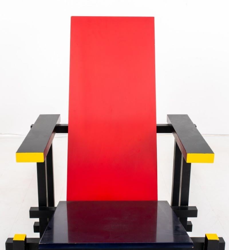 Modern Gerrit Rietveld De Stijl Red Blue Chair For Sale