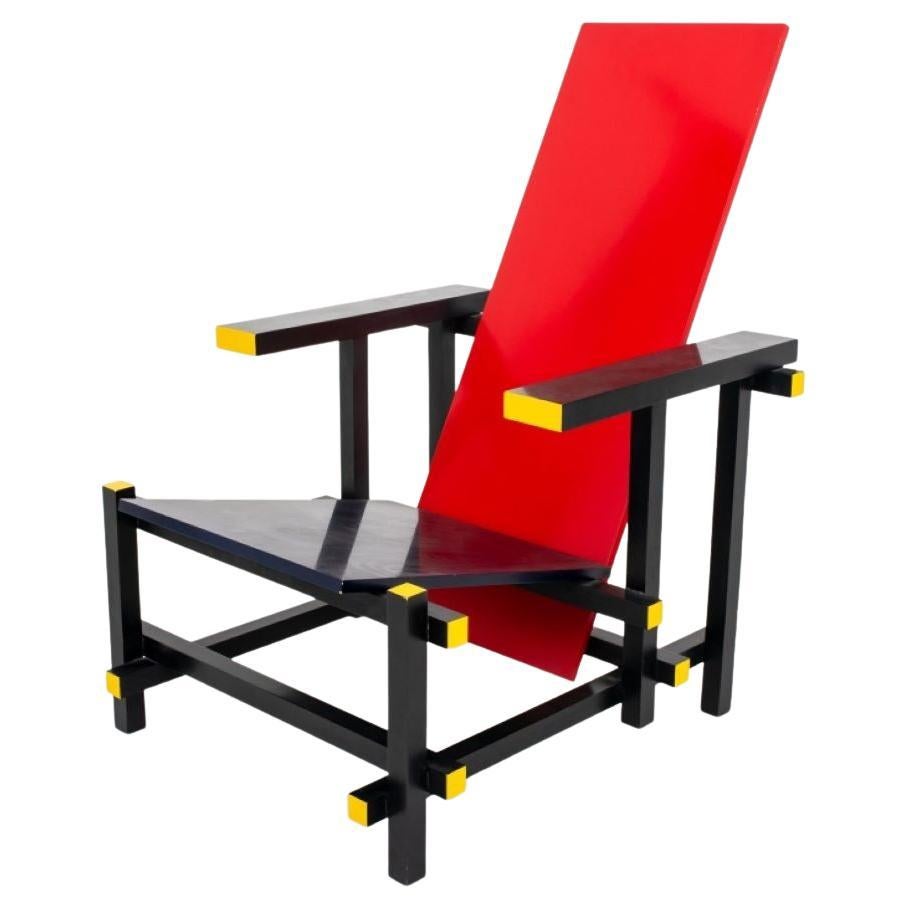 Gerrit Rietveld - Chaise De Stijl rouge et bleue
