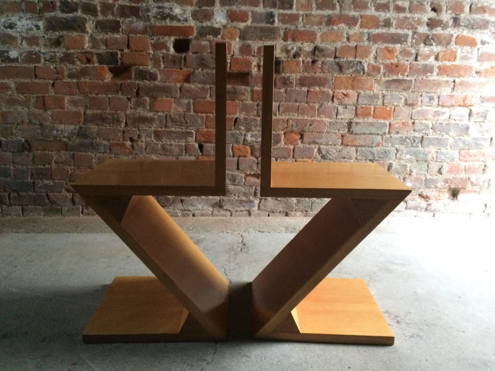 Pair of Gerrit Rietveld Design Zig Zag Chairs, Mid-Century Modern Birch 3