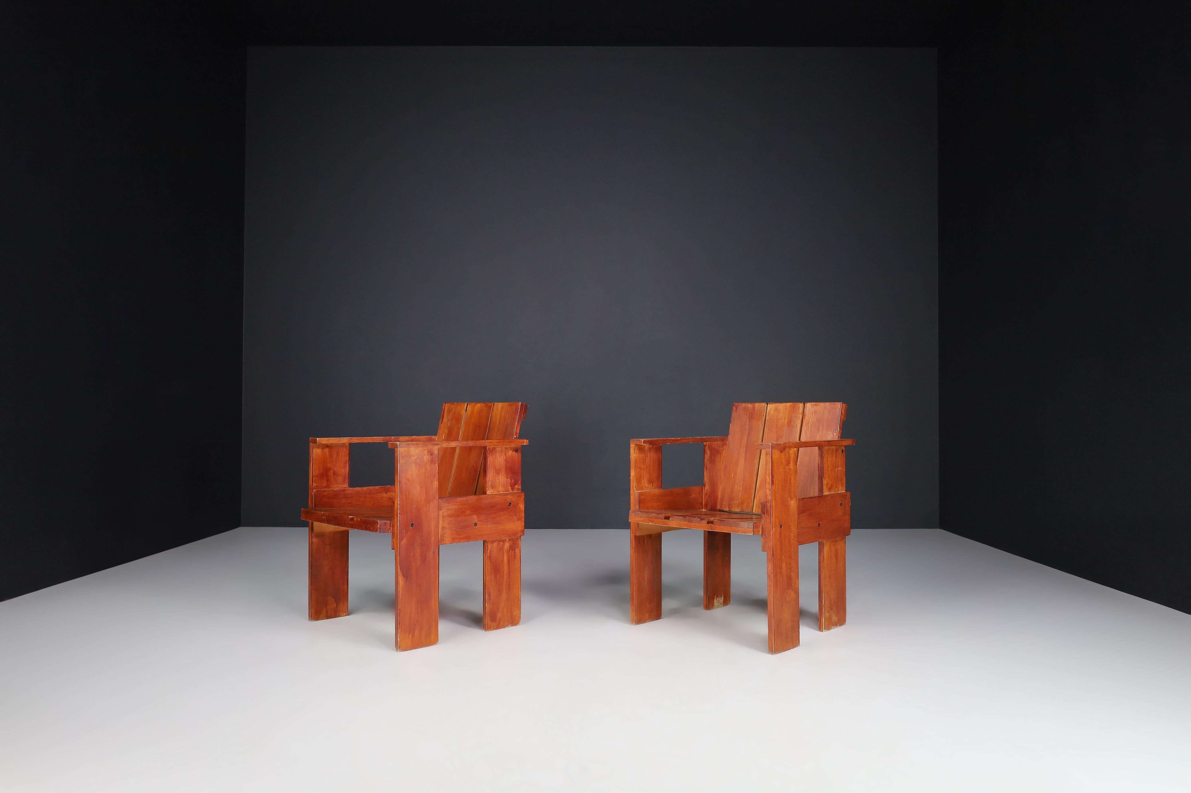 Gerrit Rietveld for Cassina Crate Chairs, Italy, 1970s For Sale 3