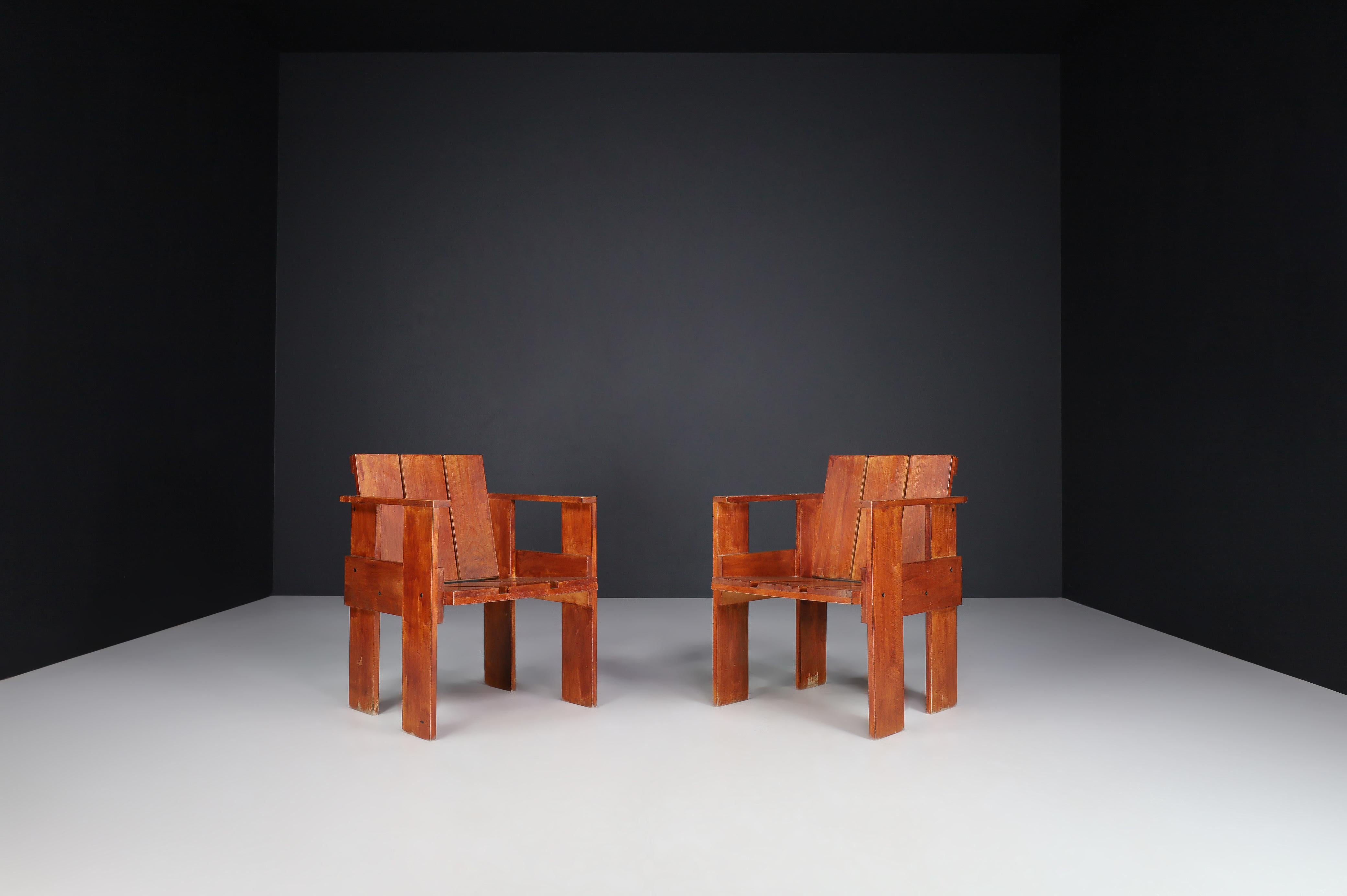 Gerrit Rietveld for Cassina Crate Chairs, Italy, 1970s For Sale 4