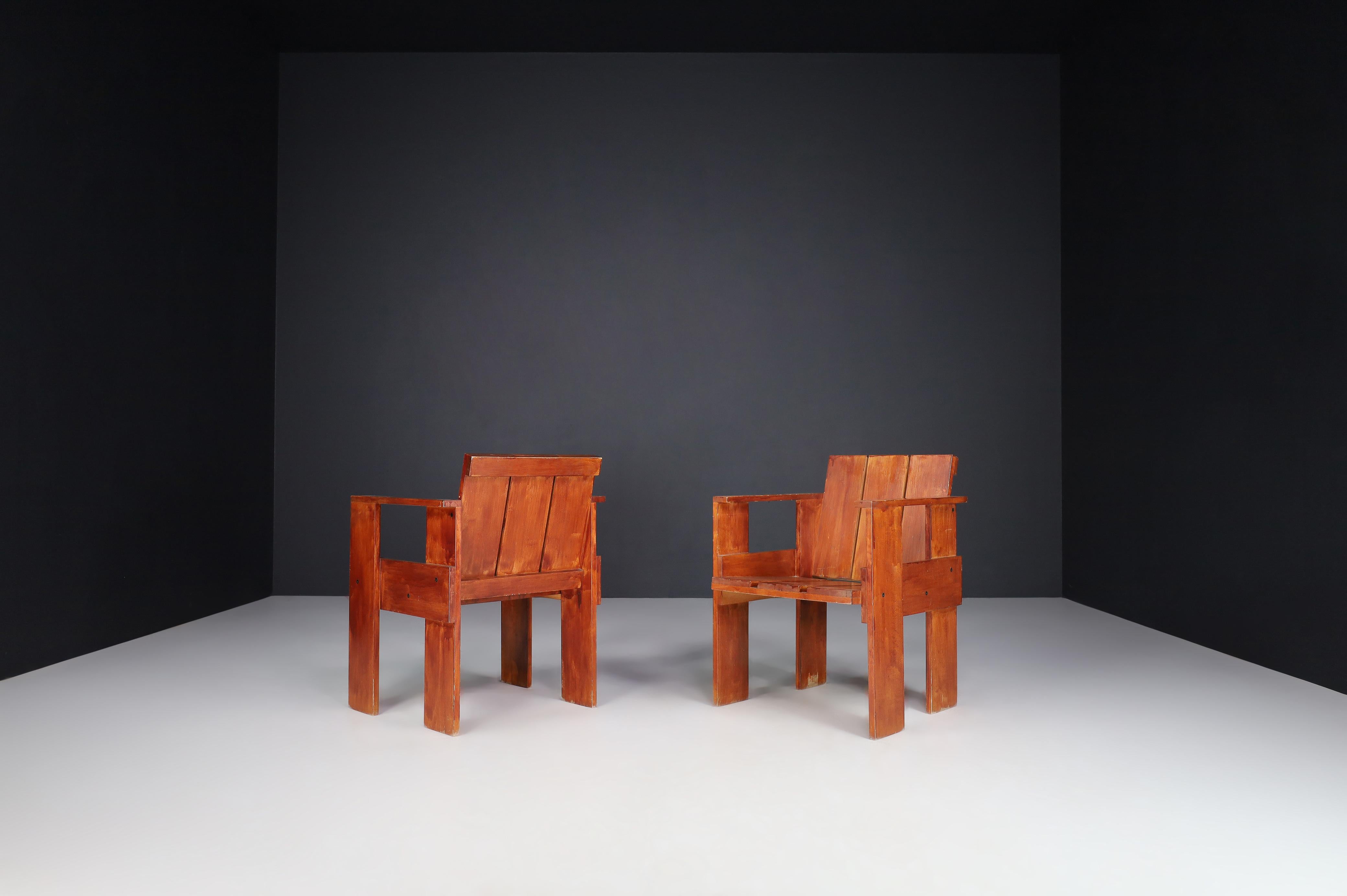 Modern Gerrit Rietveld for Cassina Crate Chairs, Italy, 1970s For Sale