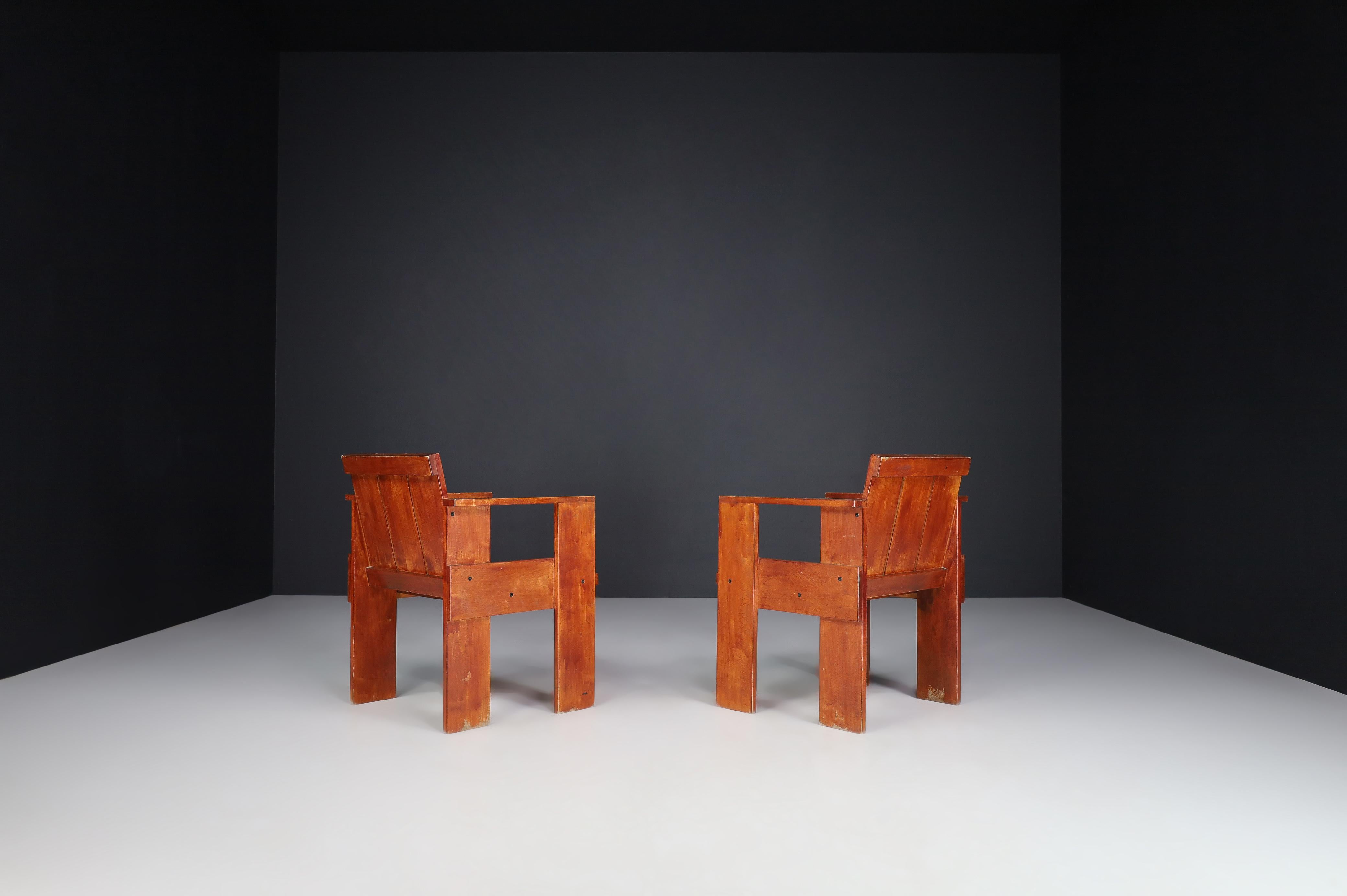 Italian Gerrit Rietveld for Cassina Crate Chairs, Italy, 1970s For Sale