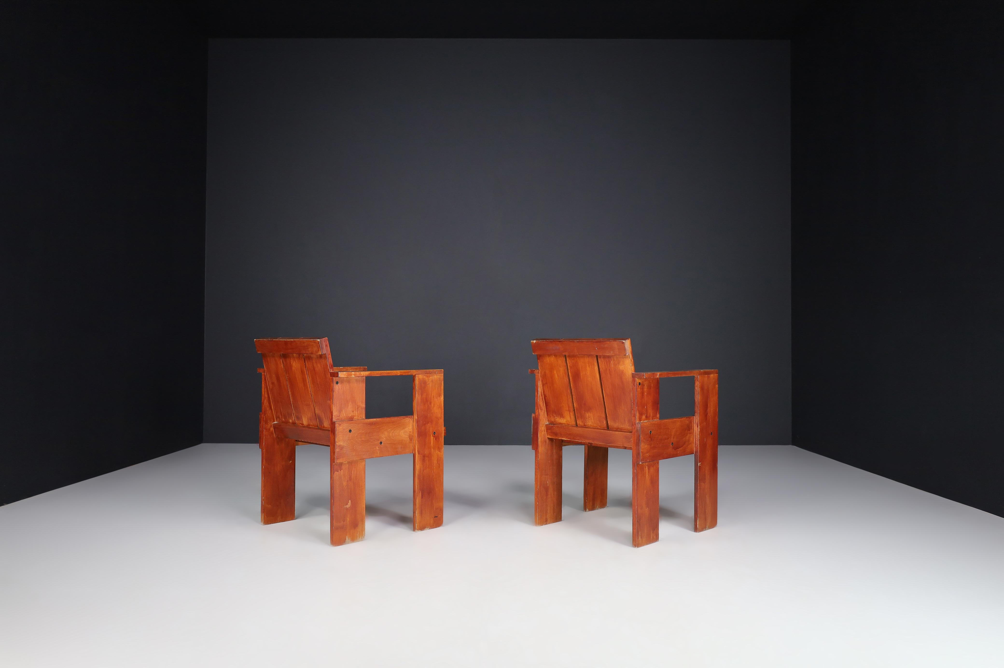 Frêne Gerrit Rietveld pour Cassina Crate Chairs, Italie 1970   en vente