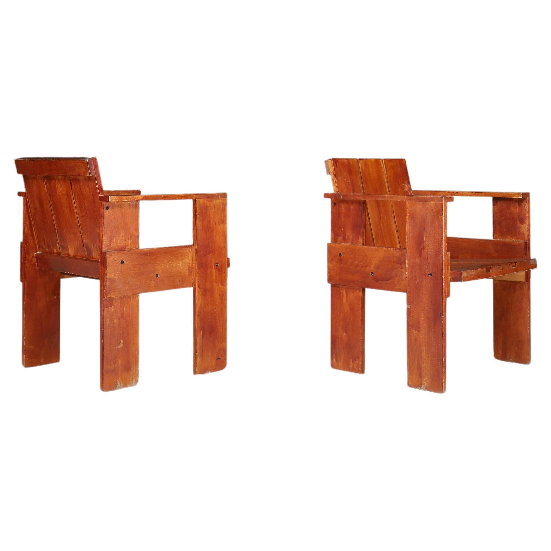 Gerrit Rietveld for Cassina Crate Chairs, Italy, 1970s