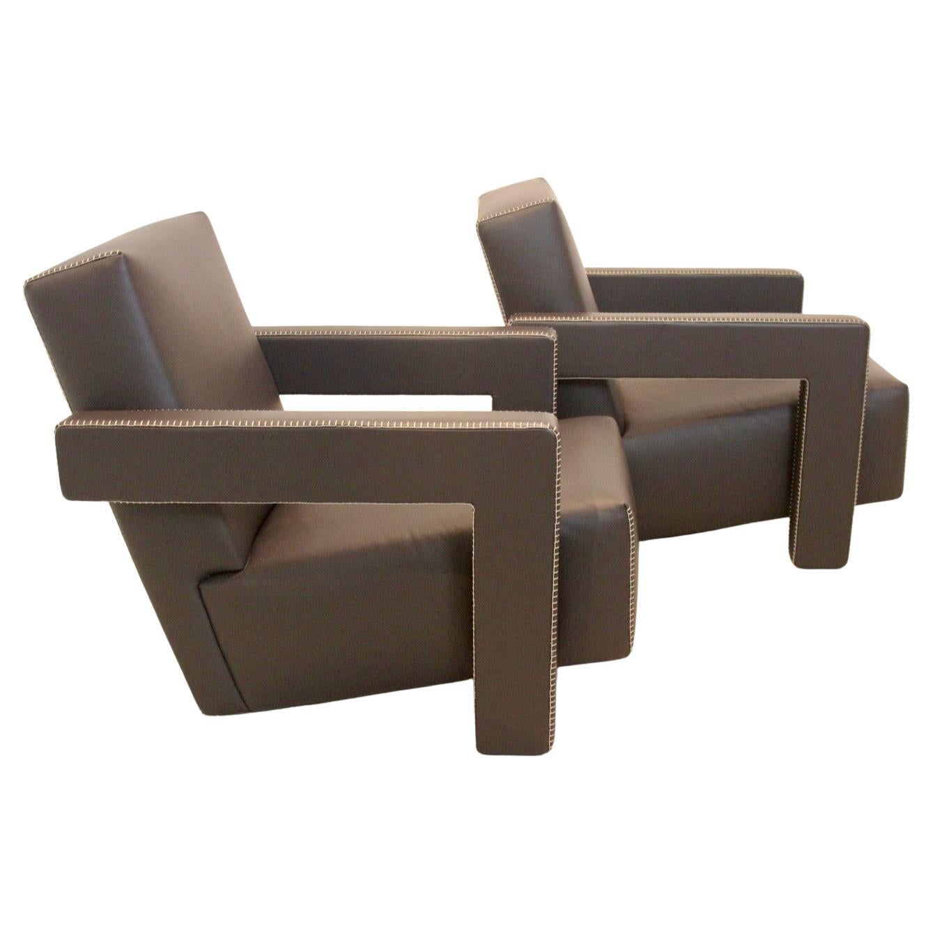 Gerrit Rietveld per Cassina - Coppia di iconiche sedie 'Utrecht' in pelle