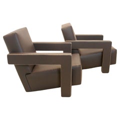 Gerrit Rietveld per Cassina - Coppia di iconiche sedie 'Utrecht' in pelle