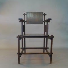 Gerrit Rietveld, Hoge Stoel ou chaise à dossier haut, design 1919, rare exemplaire