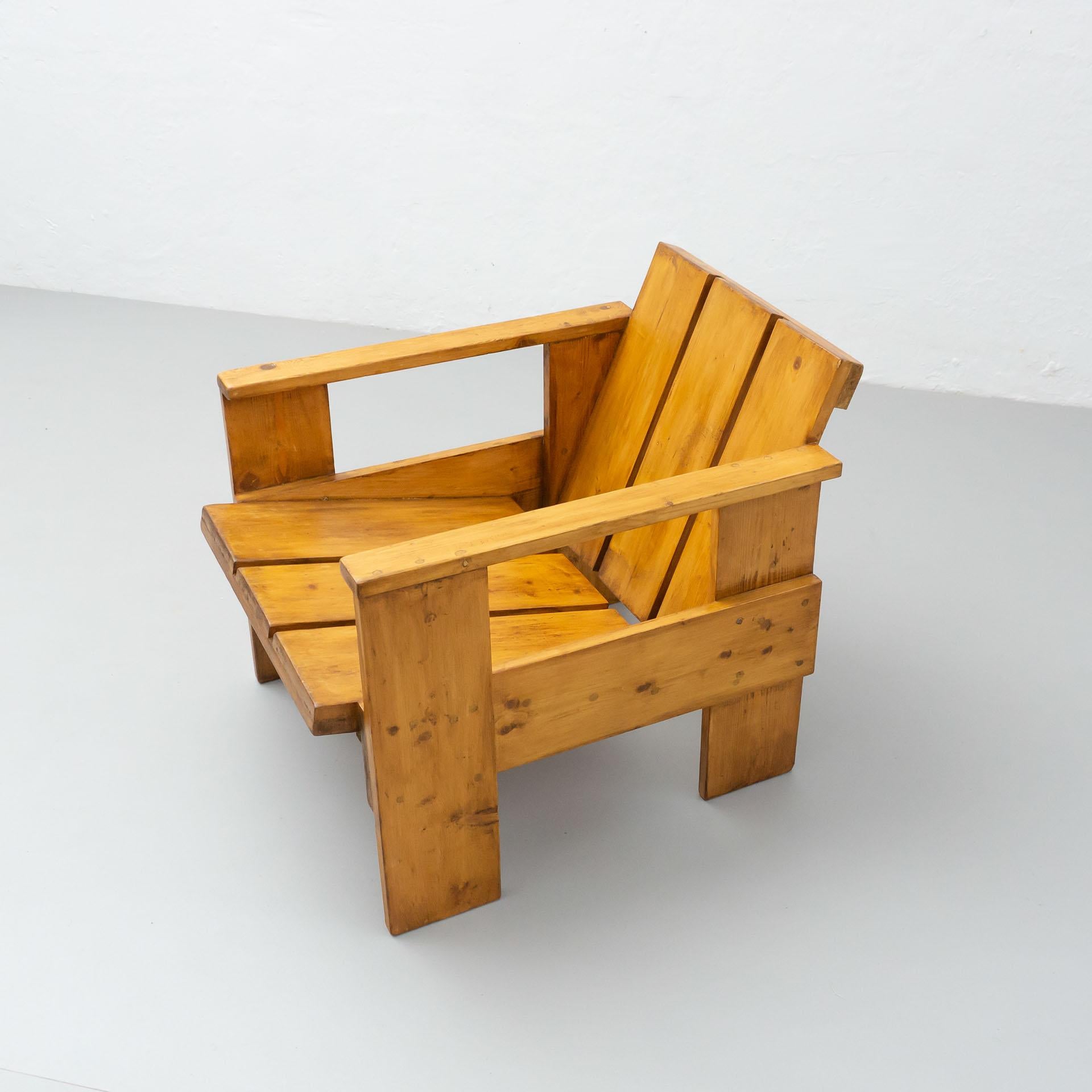 Gerrit Rietveld fauteuil cravate en bois moderne du milieu du siècle dernier, vers 1950 3