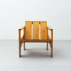 Gerrit Rietveld Mid-Century Modern Wood Crate Chair, um 1950