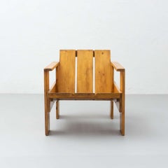 Gerrit Rietveld Mid-Century Modern Wood Crate Chair, circa 1950