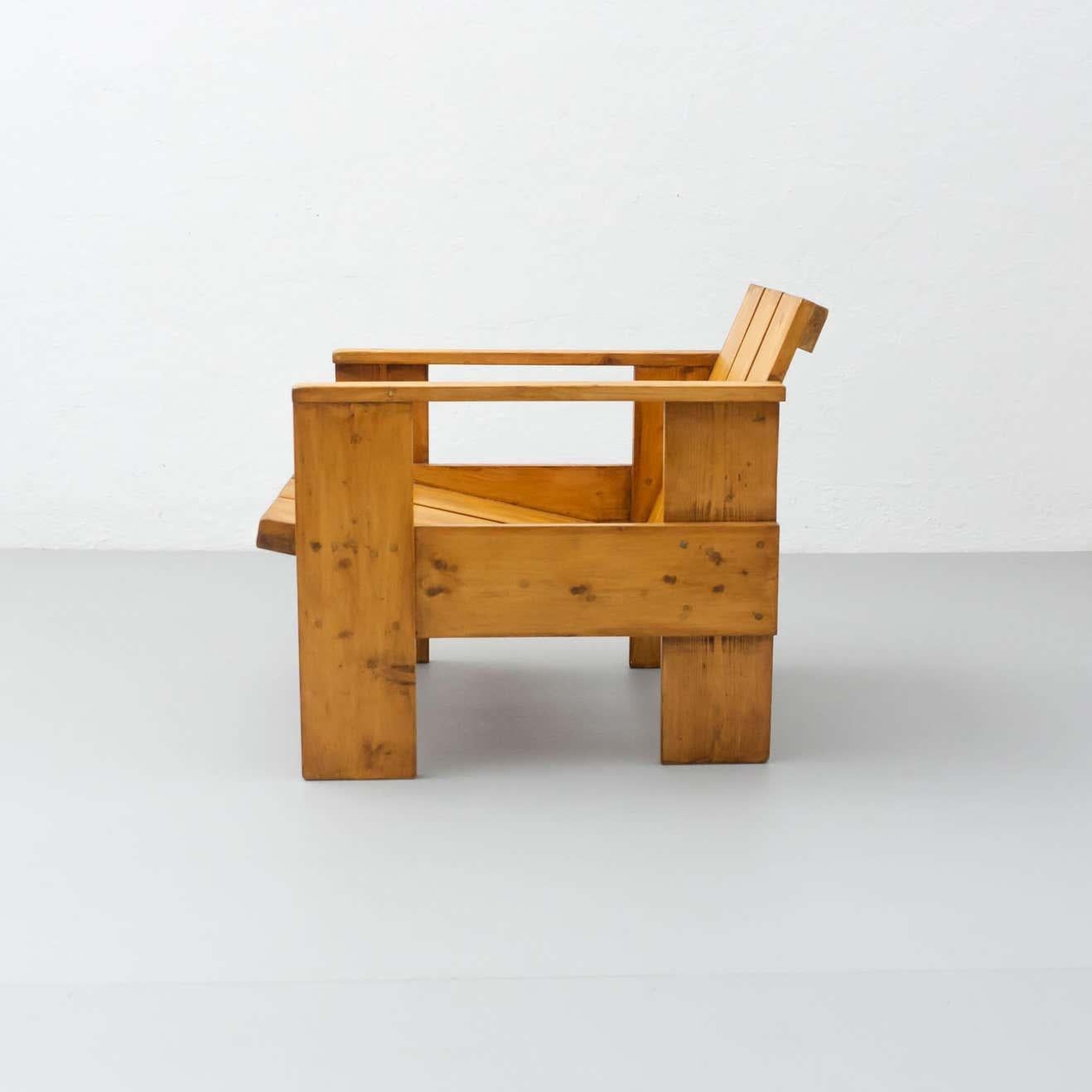 Dutch Gerrit Rietveld Mid-Century Modern Wood Crate Chair, circa 1950