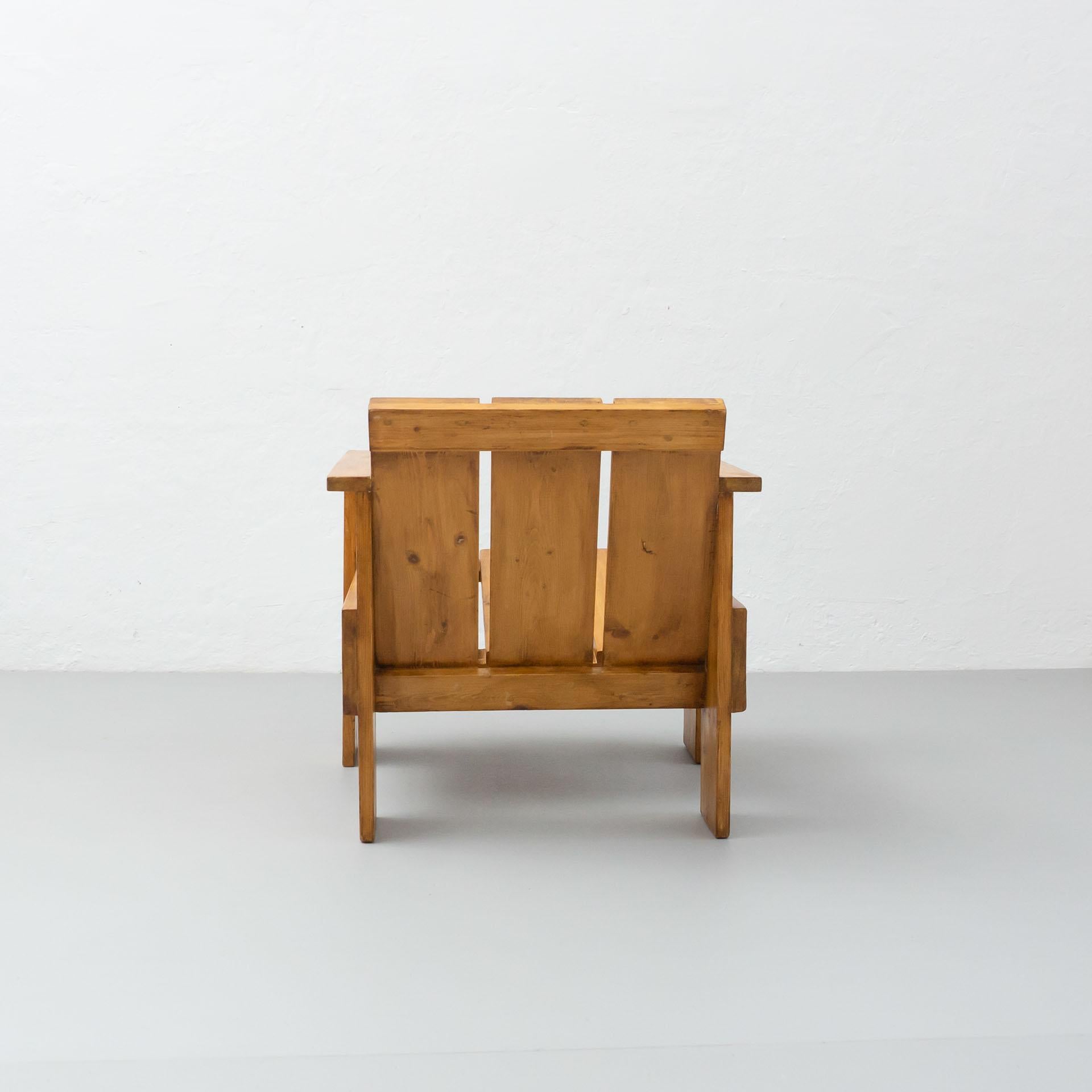 Gerrit Rietveld fauteuil cravate en bois moderne du milieu du siècle dernier, vers 1950 Bon état à Barcelona, Barcelona