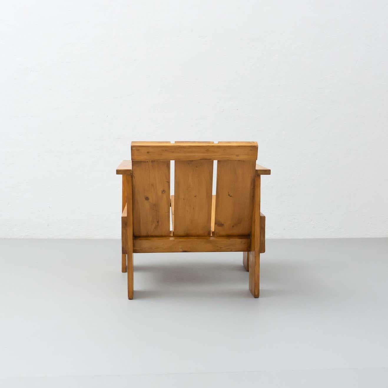 Mid-20th Century Gerrit Rietveld Mid-Century Modern Wood Crate Chair, circa 1950