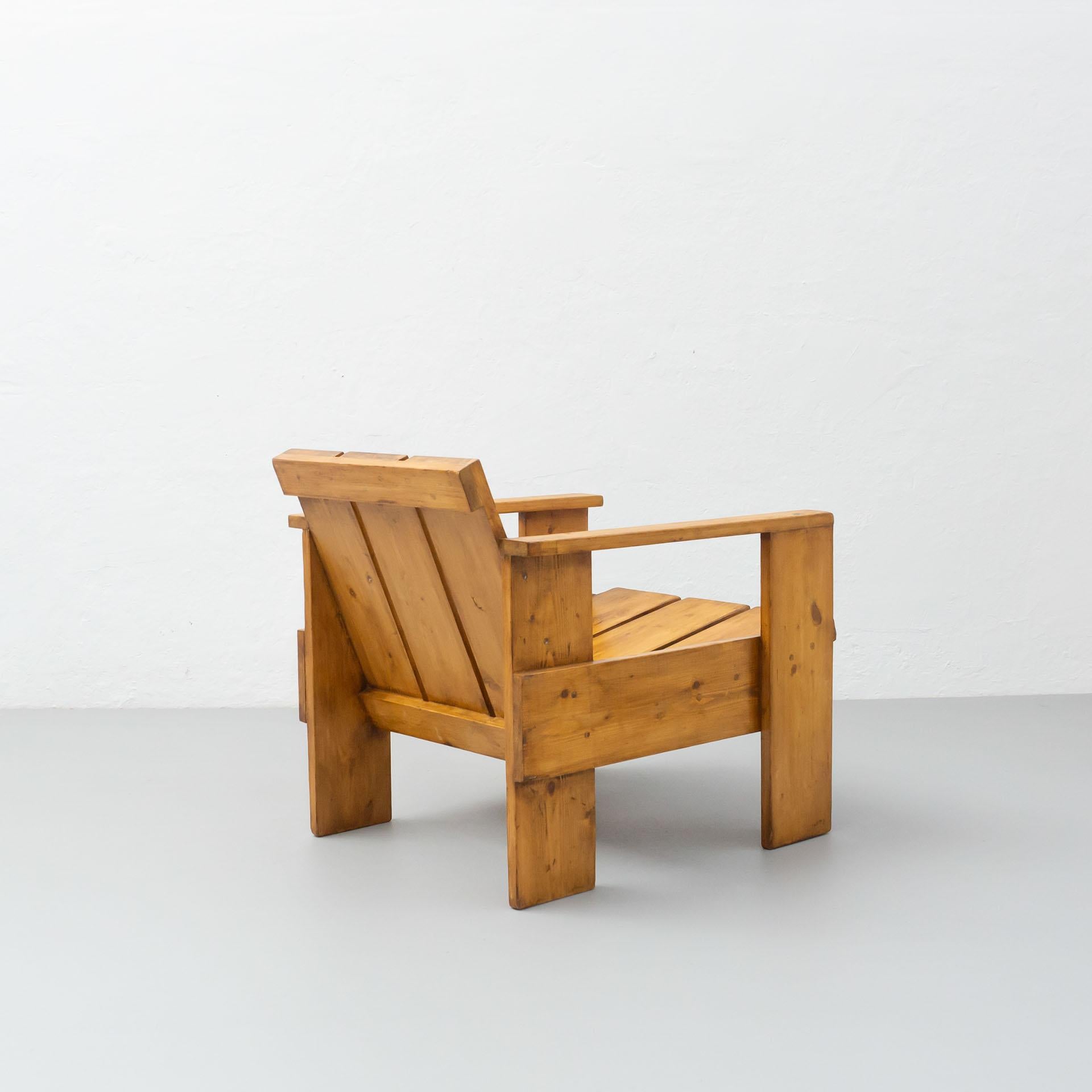 Milieu du XXe siècle Gerrit Rietveld fauteuil cravate en bois moderne du milieu du siècle dernier, vers 1950