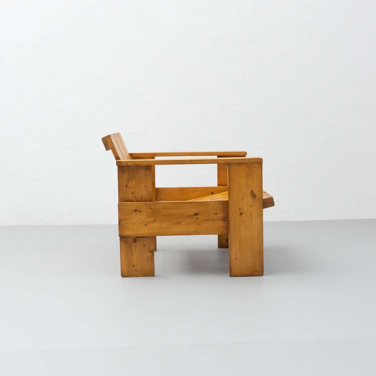 Gerrit Rietveld Mid-Century Modern Wood Crate Chair, circa 1950 2