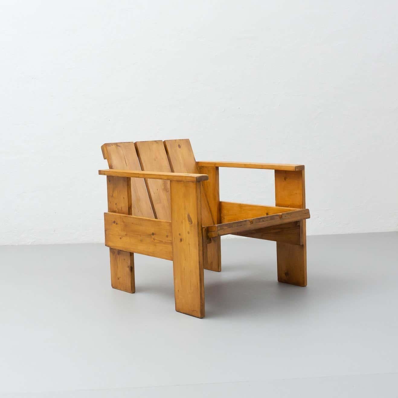 Gerrit Rietveld Mid-Century Modern Wood Crate Chair, circa 1950 For Sale 1
