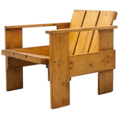 Gerrit Rietveld fauteuil cravate en bois moderne du milieu du siècle dernier, vers 1950