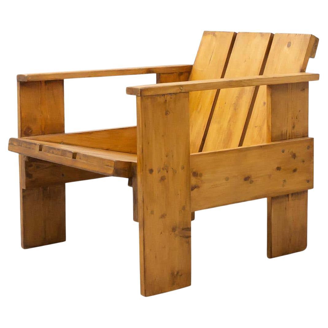 Gerrit Rietveld Mid-Century Modern Wood Crate Chair, circa 1950