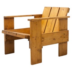 Gerrit Rietveld Mid-Century Modern Wood Crate Chair, circa 1950