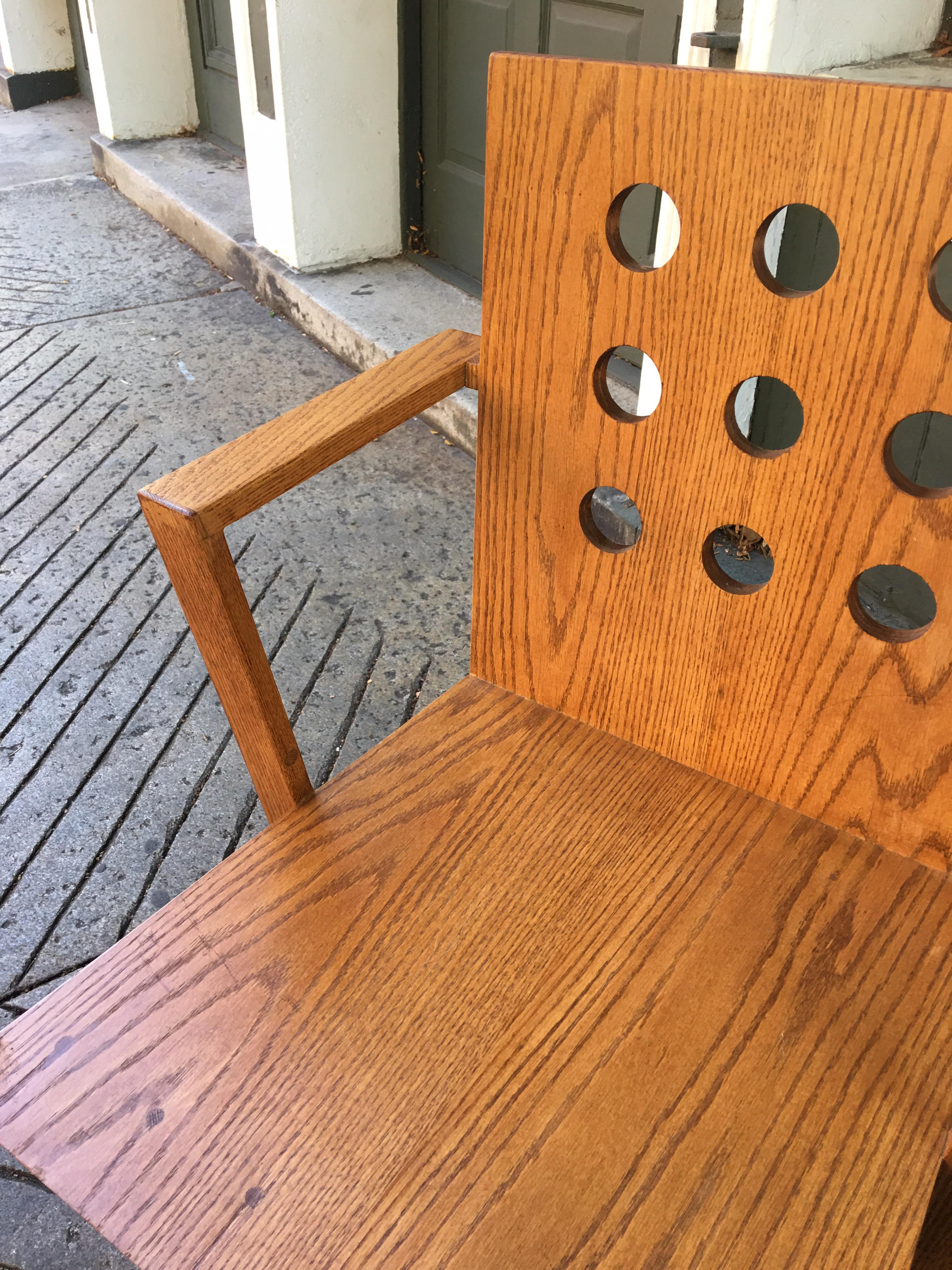 Late 20th Century Gerrit Rietveld Style Oak Chair